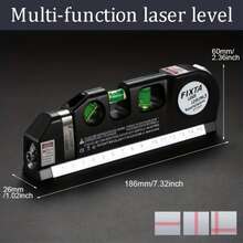 Precision Laser Level With Dual Scale Ruler, Horizontal Ruler Kit, Multipurpose Laser Level Tool, Made Of Polyester Material, Powered By AG13/LR44 Button Battery (Non-Rechargeable), For Accurate On-Site Marking, Suitable For Construction Decoration, Woodworking Installation, Home DIY, Mechanical Equipment Installation, Surveying And Measurement - Multicolor 02 - View 4