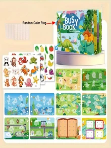 1/4 Libro interactivo ocupado, enriquecimiento de habilidades artesanales, aprendizaje y entretenimiento silencioso, pegatinas desprendibles, desarrollo del poder cerebral, mejora de la destreza manual, pequeño regalo para fiesta de Navidad - Multicolor - Ver 5