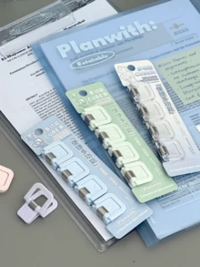 4件套多功能方形夹，迷你便签文件夹，票据夹，长尾夹，试卷夹，文件收纳夹，学校用品，办公用品 - 均碼 - 查看 3