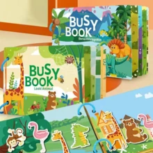 1/4 Libro interactivo ocupado, enriquecimiento de habilidades artesanales, aprendizaje y entretenimiento silencioso, pegatinas desprendibles, desarrollo del poder cerebral, mejora de la destreza manual, pequeño regalo para fiesta de Navidad - Multicolor - Ver 2
