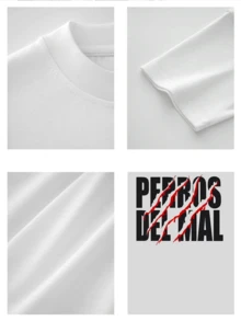 Playera con temática de lucha libre estampado de grupo de perros diabólicos, playera informal de verano para hombre, cuello redondo, manga corta, 100 % algodón, 220 g de algodón grueso - Blanco - Ver 4