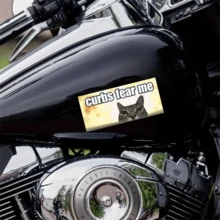 1 件“Curbs Fear Me”搞笑猫咪表情包贴纸，7 英寸防水耐用乙烯基汽车保险杠贴纸，适用于笔记本电脑、滑板、行李箱、摩托车车窗的美观贴花，适合新司机的创意搞笑礼物，可移除以适应任何光滑表面/美观汽车贴花，Z 世代幽默贴纸，/坏司机贴纸，/Curbs Fear Me 贴纸 - 彩色 - 查看 6
