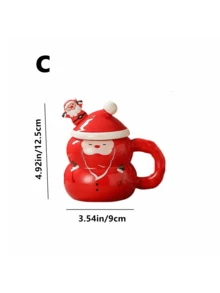 1 圣诞杯陶瓷杯带盖勺大容量马克杯礼物平安夜礼物学生水杯圣诞纪念咖啡杯创意圣诞雪人杯葫芦陶瓷杯牛奶杯圣诞早餐杯带勺圣诞礼物400ml - 彩色 - 查看 13