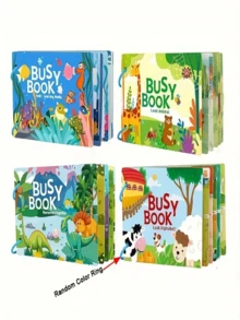 1/4 Libro interactivo ocupado, enriquecimiento de habilidades artesanales, aprendizaje y entretenimiento silencioso, pegatinas desprendibles, desarrollo del poder cerebral, mejora de la destreza manual, pequeño regalo para fiesta de Navidad - Multicolor - Ver 11