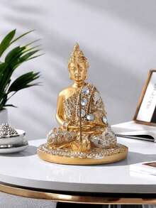 1尊金色佛像，冥想装饰，禅意家居装饰 - 彩色 - 查看 5