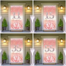 2D Flat Shiny Pink Door Cover Background, Suitable For 11th, 15th, 35th, 55th Birthday Party Decorations, Indoor/Outdoor Party, Photography, Home Decor, Garage Door Display, No Electricity Required
