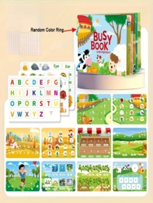 1/4 Libro interactivo ocupado, enriquecimiento de habilidades artesanales, aprendizaje y entretenimiento silencioso, pegatinas desprendibles, desarrollo del poder cerebral, mejora de la destreza manual, pequeño regalo para fiesta de Navidad - Multicolor - Ver 13