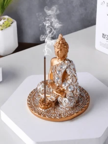 1尊金色佛像，冥想装饰，禅意家居装饰 - 彩色 - 查看 2