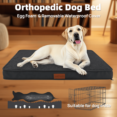 1 Pezzo Letto per Animali Domestici in Memory Foam con Riempimento in Spugna e Copertura in Pelliccia Corta Rimovibile e Lavabile, Letto Ortopedico Impermeabile per Cani e Gatti di Taglia Grande, Media e Piccola, Antiscivolo, Adatto per Tutte le Stagioni