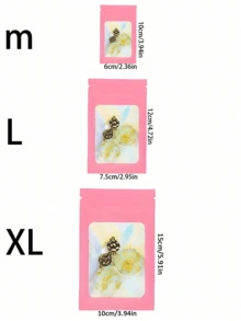 100/50/10入 全息可重複密封包裝袋，彩色塑膠防臭拉鍊鋁箔袋，全息聚酯薄膜袋，3種尺寸防臭袋，透明視窗鋁箔袋，可重複密封袋 - 彩色 - 查看 3
