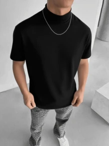 Men's Summer Short Sleeve Mock Neck Casual Outdoor Wear