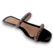 Sandália rasteirinha feminina tiras de Strass Brilho
