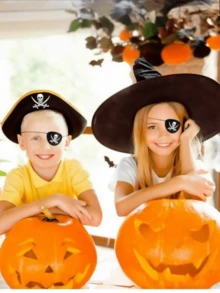 2pcs/12pcs Vintage Pirate Captain Hat & Eye Patch - Skull Pattern Fabric Accessories, Suitable For Cosplay, Halloween Decoration - Multicolor - View 6