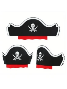 2pcs/12pcs Vintage Pirate Captain Hat & Eye Patch - Skull Pattern Fabric Accessories, Suitable For Cosplay, Halloween Decoration - Multicolor - View 4