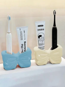 1 buc Suport pentru periuță de dinți cu fundă asimetrică în stil nordic, suport pentru periuță de dinți electrică, suport pentru depozitarea machiajului, organizator pentru periuță de dinți, raft decorativ pentru biroul de acasă, decor estetic pentru cameră, decorare pentru casă, organizare care economisește spațiu, accesorii pentru bucătărie, baie, dormitor