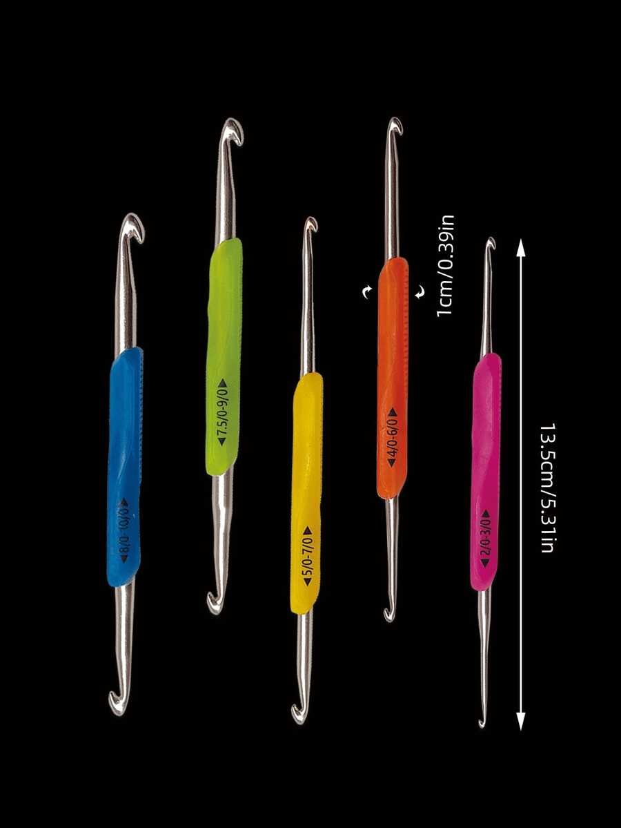 1pc TPR Soft Rubber Double-Ended Crochet Hook, Handcraft DIY Knitting Tool - Multicolor - View 1