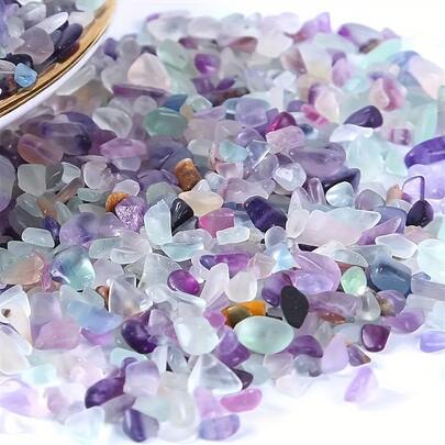50g/100g Natuurlijke kleurrijke fluorietkorrels, gepolijst, getrommeld, kiezels, gerepareerd, geschikt voor kristalplanten, vetplantenpotten, vazenvulling, decoratieve stenen, glazen kweekbakken, kleine aquariums, rotsen, kiezels, kasseien