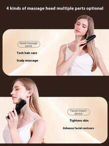 Four In One Electric Hair Department Massage Comb, Electric Beauty Instrument, With Vibration And Negative Ion Spray – Multi-Functional Scalp Brush, Moisturizing And Protecting Hair, Reducing Dryness And Rashness, Ergonomic Design, Comfortable To Use