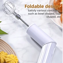 Foldable Cake Mixer With 2 Stainless Steel Beaters, Cordless Egg Whisk, 1200mAh Battery, Suitable For Mixing Eggs, Coffee, Milk And Other Liquids In Various Containers, Convenient Breakfast Supplies, Family Dinner Supplies, Party Supplies