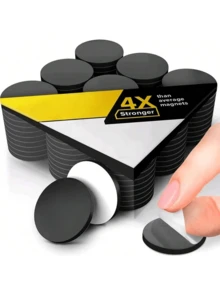 5/25/45/70/80/100pcs Self-Adhesive Round Rubber Magnets, 0.79in X 0.79in, Soft Magnetic Sheets For Refrigerator, Office Whiteboard/Blackboard, Teaching Demonstrations And More Scenarios - Black - View 3