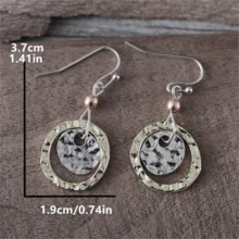 1 Đôi bông tai mặt tròn rỗng phong cách Bohemian cổ điển, quà tặng trang sức dự tiệc thời trang cho nữ - Bạc và Vàng cổ 10 - Xem 4