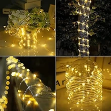 1pc Solar Powered LED String Lights, Tubular Rope Fairy Garden Lights, Outdoor Garden Decoration, 3 Sizes: 866.14in/472.44in/275.59in, Halloween Decorative Lights - Multicolor - View 6