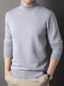 Sudadera con cuello alto para adolescentes, suéter grueso de punto con forro térmico, otoño/invierno