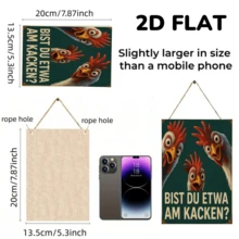 1 peça Placa de Madeira Vintage com Galo 2D Plano - 20*13,5cm Decoração de Parede com Citação Humorística em Alemão "Você está cagando?", Estilo Rústico Fazendeiro para Cozinha, Bar ou Espaços Externos, Presente Perfeito para Proprietários de Galinhas ou Amigos com Senso de Humor