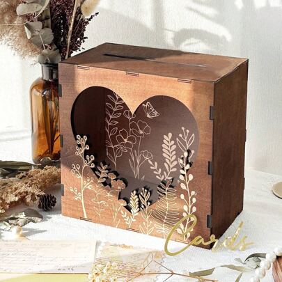 Wooden Piggy Bank, Wedding Guest Book Card Holder, Nature Style Wood Wedding Decoration, Wedding Guest Sign-In Craft Gift