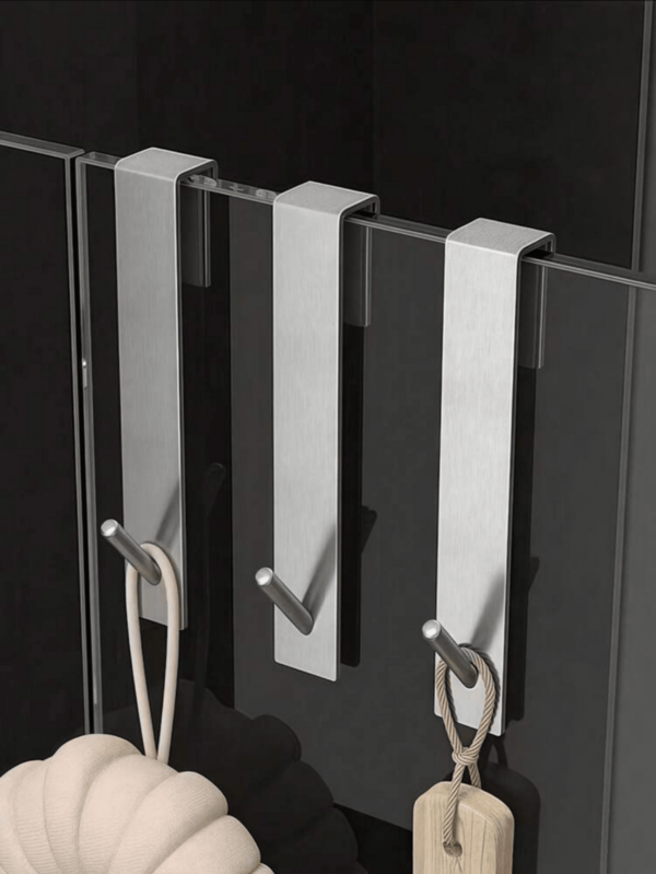 1 件不锈钢 S 形淋浴毛巾杆，适用于玻璃门、浴室浴袍挂钩家居浴室装饰夏季