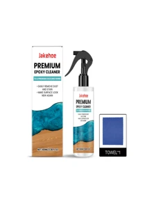 100ml 环氧树脂抛光剂和 100ml 环氧树脂清洁剂（含布），用于表面清洁和去除划痕，无残留液体配方，含小苏打，适用于手工艺和专业项目，香味宜人，适用于多种表面