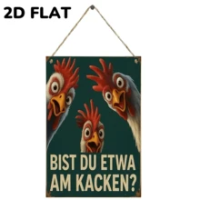 1 peça Placa de Madeira Vintage com Galo 2D Plano - 20*13,5cm Decoração de Parede com Citação Humorística em Alemão "Você está cagando?", Estilo Rústico Fazendeiro para Cozinha, Bar ou Espaços Externos, Presente Perfeito para Proprietários de Galinhas ou Amigos com Senso de Humor
