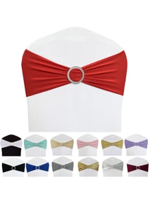 1-100pcs Elastic Chair Back Decorative Covers - Universal Elastic Chair Sashes With Glittery Buckle Sliders, Suitable For Decorating Chair Backs For Birthdays, Weddings, Parties, Events, Hotels - Multicolor - View 4