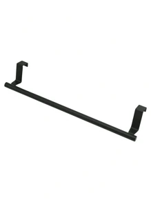 1个不锈钢门后毛巾架，厨房浴室门后毛巾杆挂钩，无需钻孔即可悬挂收纳，适用于多种场景，例如厨房（悬挂抹布、洗碗巾、手巾等）、浴室（悬挂毛巾、浴巾、面巾等）、卧室（悬挂小件衣物、围巾、袜子等），有效利用门后空间，让您的家更整洁。浴室配件 浴室工具