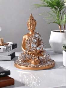 1尊金色佛像，冥想装饰，禅意家居装饰 - 彩色 - 查看 4
