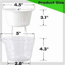 4 Inch Glacier-Textured Self Watering Garden Pots, 4 Pack Clear Plastic Planters, Water Filling Spout, Inner Pot For Indoor Plants (White), African Violets, Herbs, Succulents - 白色 - 查看 2