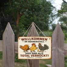 1 peça Placa de Madeira Vintage com Galo 2D Plano - 20*13,5cm Decoração de Parede com Citação Humorística em Alemão "Você está cagando?", Estilo Rústico Fazendeiro para Cozinha, Bar ou Espaços Externos, Presente Perfeito para Proprietários de Galinhas ou Amigos com Senso de Humor