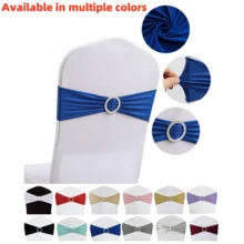1-100pcs Elastic Chair Back Decorative Covers - Universal Elastic Chair Sashes With Glittery Buckle Sliders, Suitable For Decorating Chair Backs For Birthdays, Weddings, Parties, Events, Hotels - Multicolor - View 3