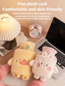  1pack 1000ml Premium Faux Fur Hot Water Bottle For Soothing Pain Relief And Comfort - Ideal For Neck, Back, Shoulder, Legs, And Menstrual Cramps For Hot Water Bottles For Neck, Back, Shoulder, Legs And Menstrual Cramps For Halloween,Christmas, Thanksgiving Gifts (Due To Different Batches, The Lines And Color May Vary. We Apologize For Any Inconvenience Caused) ﻿