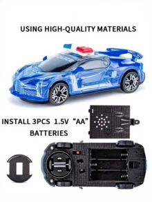 1pc Children's Electric Light & Sound Car Toy, Battery Operated Rotating Toy Vehicle, Suitable For Toddler Boys & Girls, Birthday Gift, Blue/Black/White
