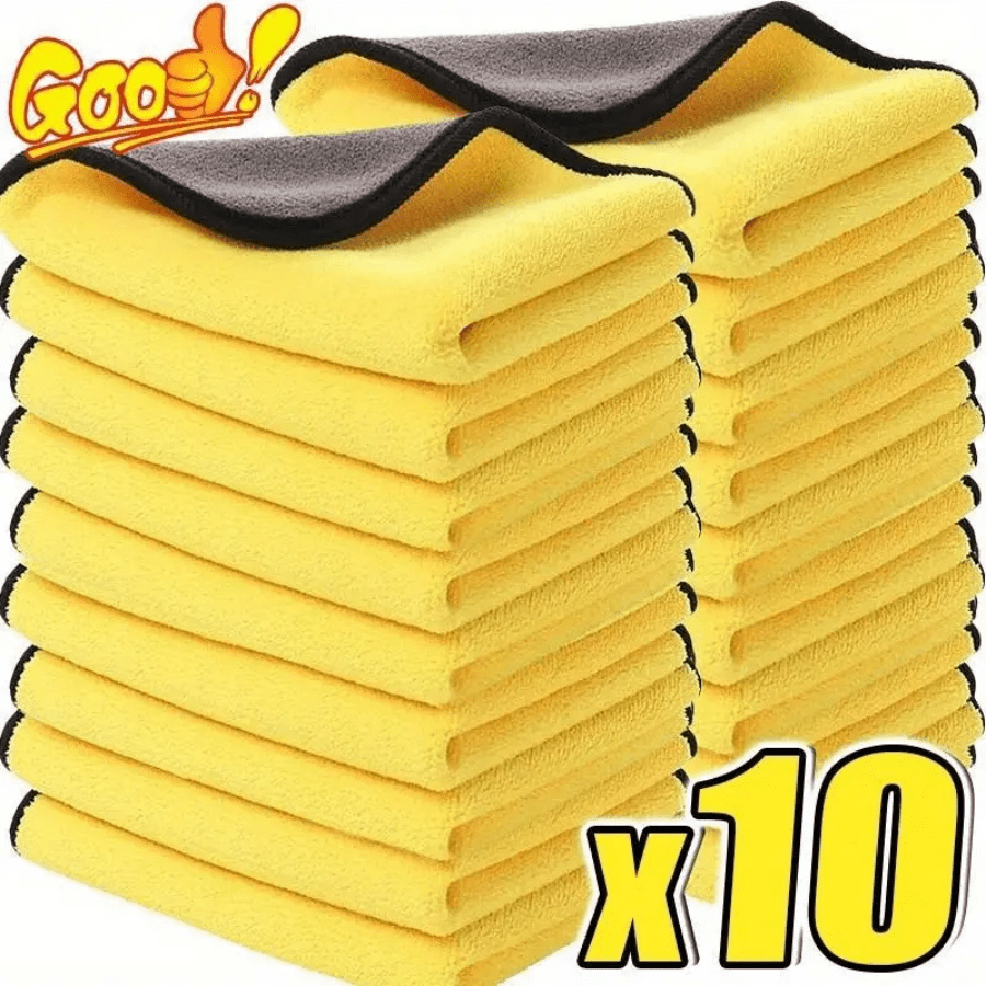 Serviettes de nettoyage automobile robustes - super absorbantes, séchage rapide, non pelucheuses avec bords jaunes et noirs - serviettes empilables pour le lavage de voiture, le détaillage, le nettoyage de garage pour les professionnels et l'usage domestique - cadeau idéal pour les passionnés d'automobile, design de bords vibrants, tissu super absorbant