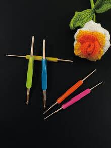 1pc TPR Soft Rubber Double-Ended Crochet Hook, Handcraft DIY Knitting Tool - Multicolor - View 7