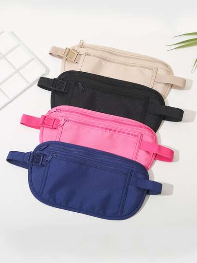 1 pièce Sac banane anti-vol avec porte-passeport pour les voyages, les sports de plein air, la course