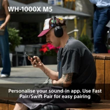 Fones de ouvido supra-auriculares sem fio Sony WH-1000XM5 com cancelamento de ruído premium, Bluetooth, qualidade de chamada nítida, áudio de alta resolução, bateria com duração de até 30 horas, inclui capa rígida, iOS e Android - Preto - Preto - Ver 6