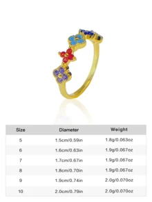 1pc Elegant Sparkling S925 Sterling Silver Four-Leaf Clover Petal Ring, Inlaid With Cubic Zirconia, Colorful Shiny Luxurious Jewelry Gift For Women