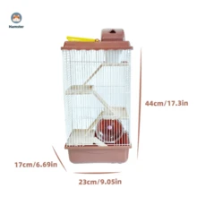 Jaula portátil de cuatro niveles para hámster, hábitat para hámster enano, jaula de viaje para animales pequeños con ruedas de ejercicio, adecuada para hámsteres, ratones, jerbos u otras mascotas. - Marrón - Ver 2