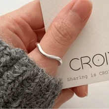 1pc Minimalist Silver-Plated Copper Wavy Adjustable Ring, Suitable For Women's Daily Wear And Gift