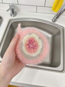 2pcs Cherry Blossom Pattern Dish Cloths, Household Kitchen Cleaning Wiping Cloths, Hanging Dish Cloths, Pink Dish Cloths