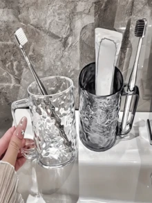 1 Stück, Gletscher Muster Zahnputzbecher, luxuriös minimalistischer Spülbecher, stilvolles Design & Premium Qualität, tragbar für Zuhause/Reisen, rutschfest & leicht zu reinigen, passend für Badezimmer Waschtisch, täglicher Gebrauch, ideal für Familien, Paar, Stilliebhaber, Minimalisten; tolles Geschenk für Einweihung, Hochzeit, Weihnachten, Geburtstage, neue Hausbesitzer, Reiseaccessoires, Dorm Essentials, Badezimmer Dekoration, Badezimmer Accessoires, Zahnbürstenabdeckung, Zahnbürstenhalter, Badezimmer Essentials