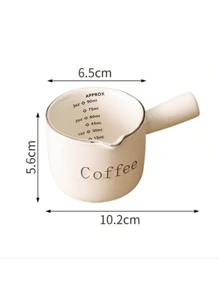 Cirelle 复古奶油色意式浓缩咖啡杯带刻度精致陶瓷咖啡量杯萃取杯小奶精学校用品返校 - 白色 - 查看 4